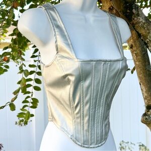Japna Silver Metallic Corset Top | Size M | Y2K Vintage Style